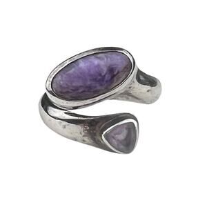 Sajen Sterling Silver Ring Bypass Amythest Purple Size 7